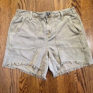 Aerie Dark Tan Short Frayed Hem Size Small
